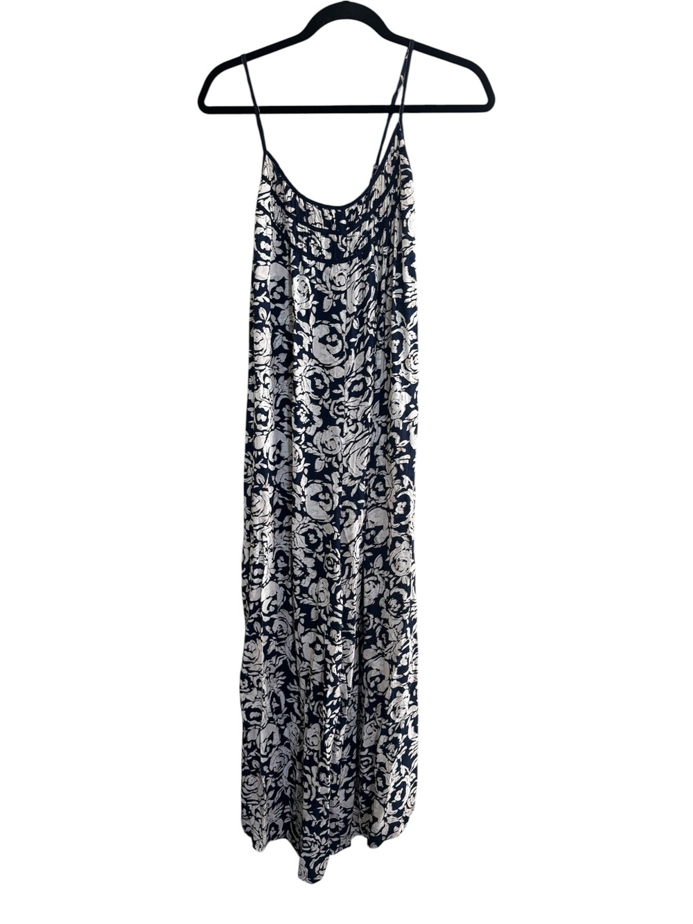 Lovestitch Floral Jumpsuit small navy white rose cami wide leg #NE64